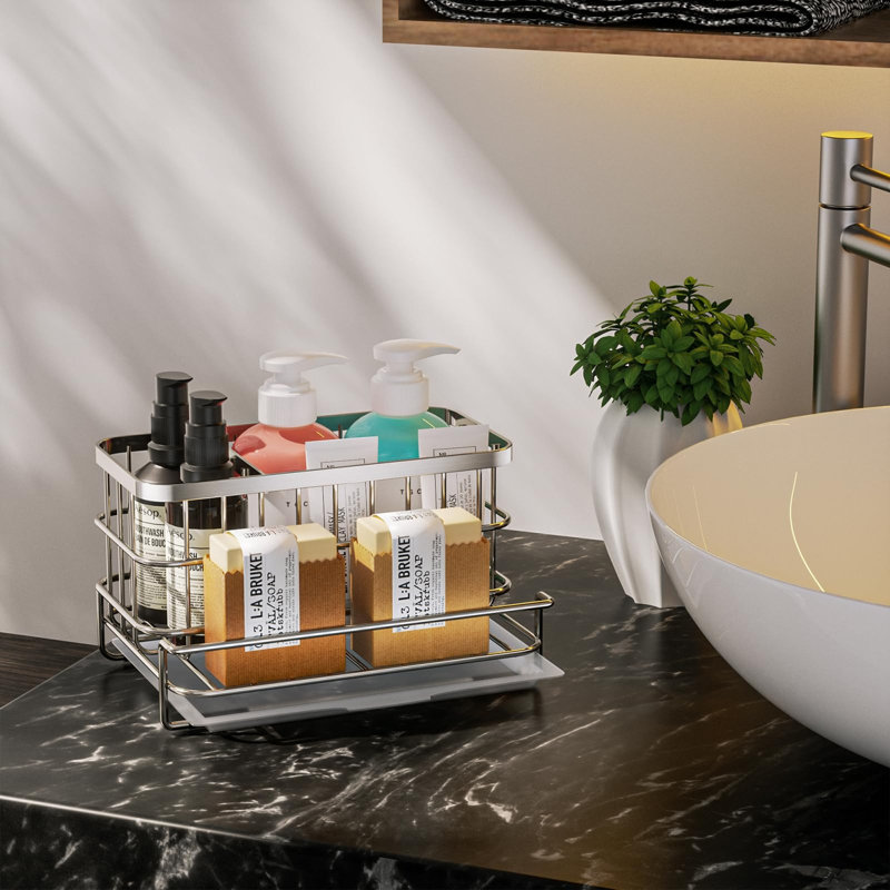 4 in 1 Sponge Holder with Drip Tray, Sliver