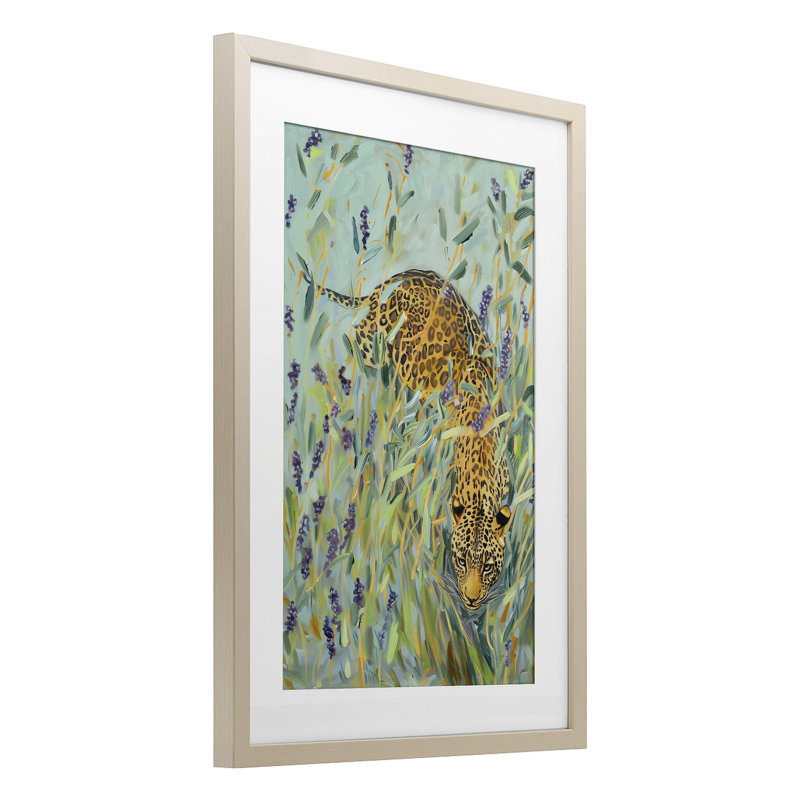 «Leopard in Liriope», reproduction sous verre encadrée, design par Amanda Tsoukanelis, H 23 po x l 17 po