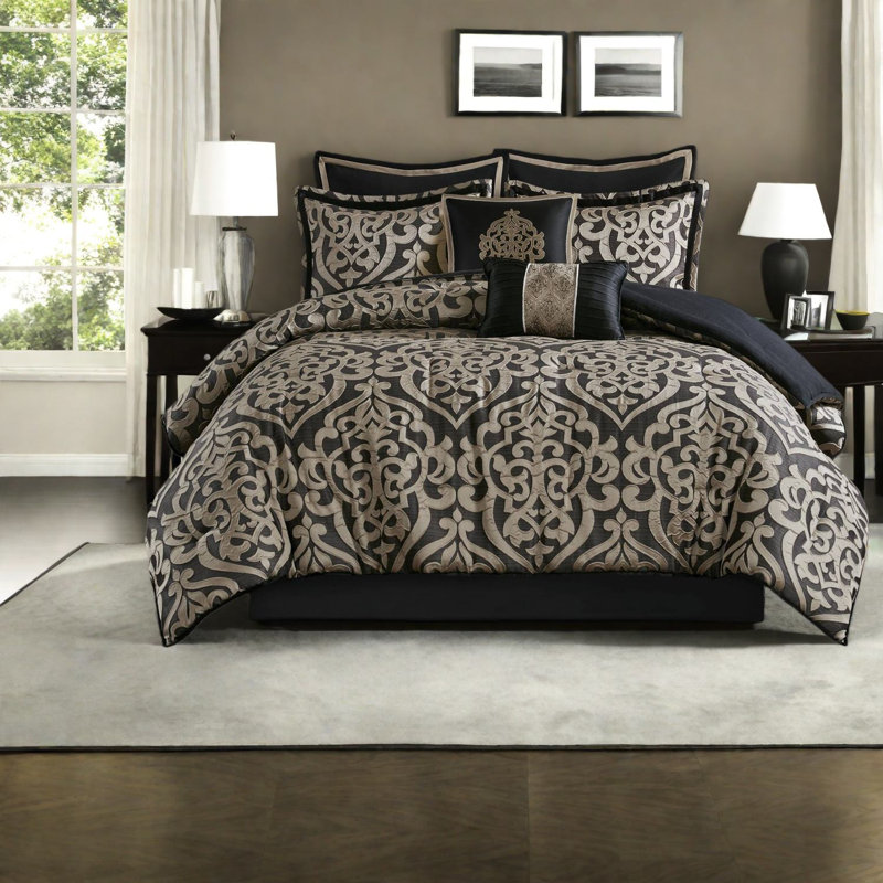 Piece King Bedding Sets, Polyester Jacquard Damask, Modern Home