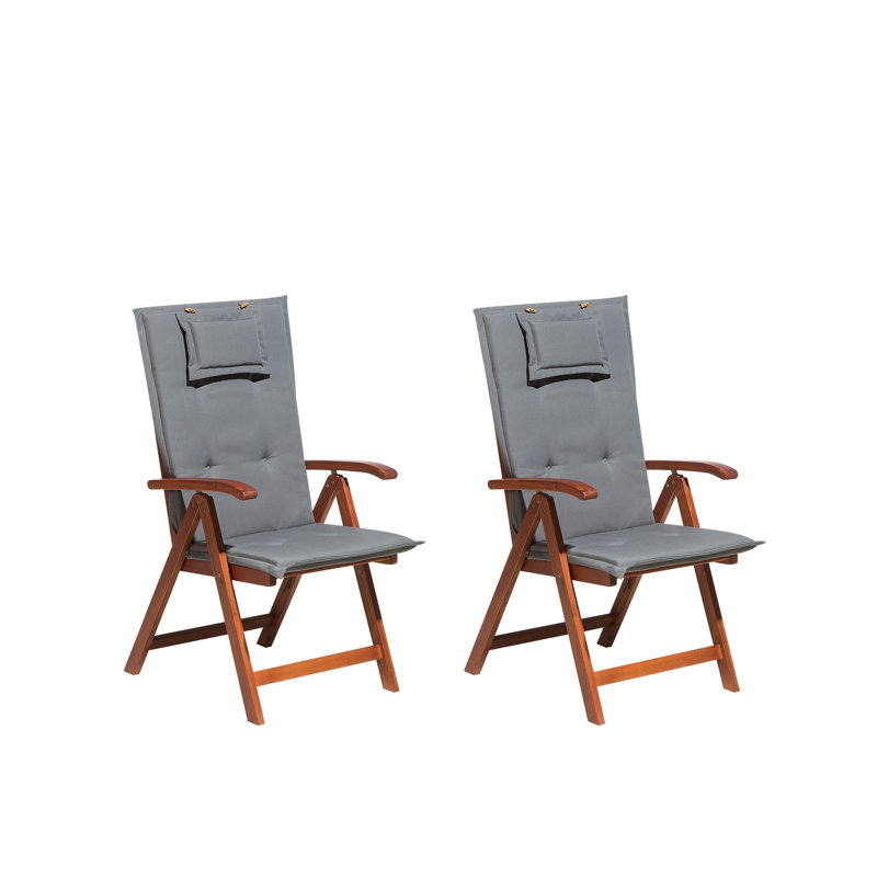 Angelito Patio Dining Side Chair with Cushion, Grey