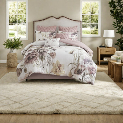 Ensembles de literie en coton de qualité supérieure, motif floral rosé, très grand