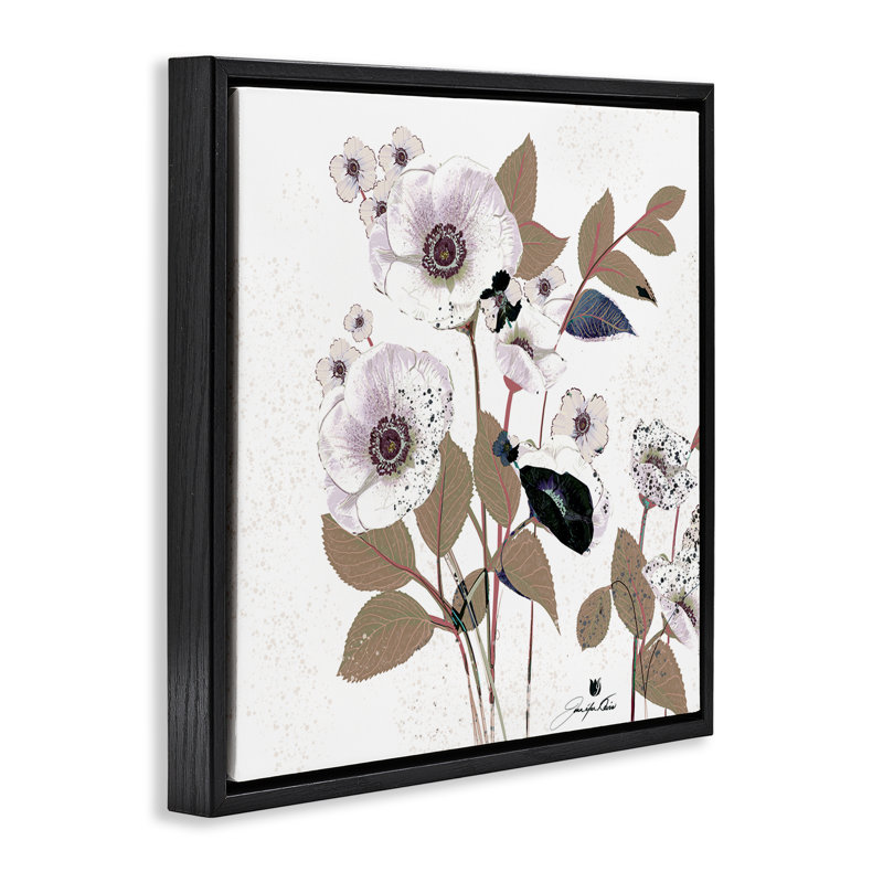 Art mural sur toile, "réponse de fleurs priées", par Joan Davis, Cadre flottant noir de jais, H 18 po x l 18 po
