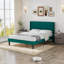 Full Size Velvet Bed Frame with Wingback Headboard, Upholstered Platform Bed with Wing Side Channel Tufted Headboard, Solid Wooden Slats Support, No Box Spring Needed, Noise Free, Dark Green-1786535628-1786535627