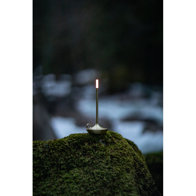 Candle-Inspired Portable Rechargeable Lamp - Wick, Brass, 10.2" H x 4.7" W x 4.7" D