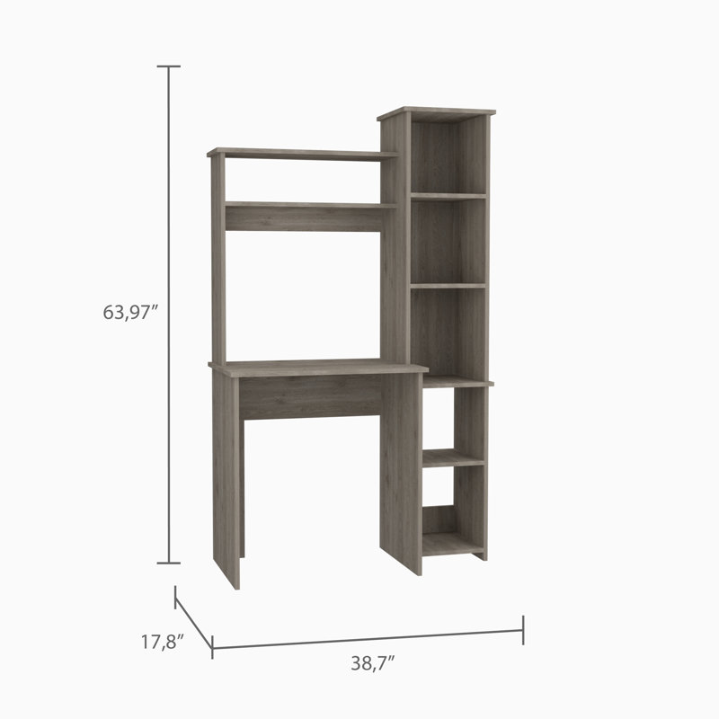 Armoire rectangulaire de 39,6 po de largeur avec huche, bureau à domicile, bureau d'écriture, bureau en bois avec rangement