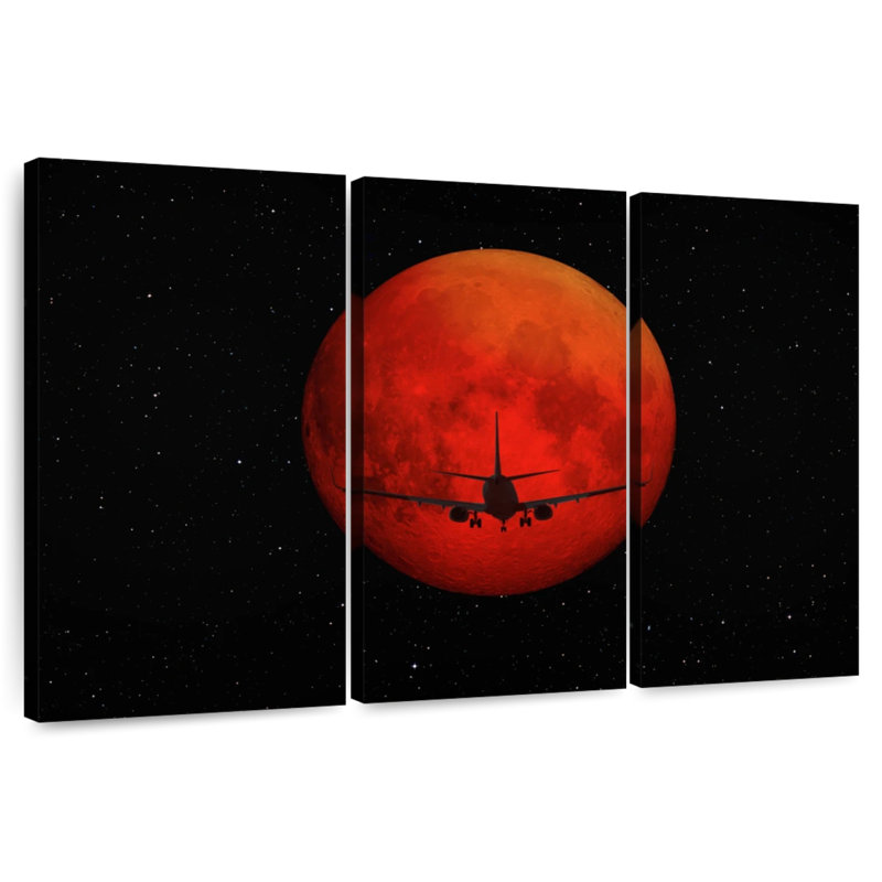 Oberle Red Dark Airplane, 42" H x 65" W