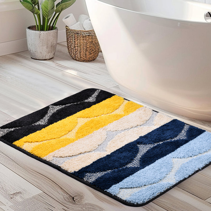 Tapis de salle de bain à poils longs en microfibre 32 po x 20 po