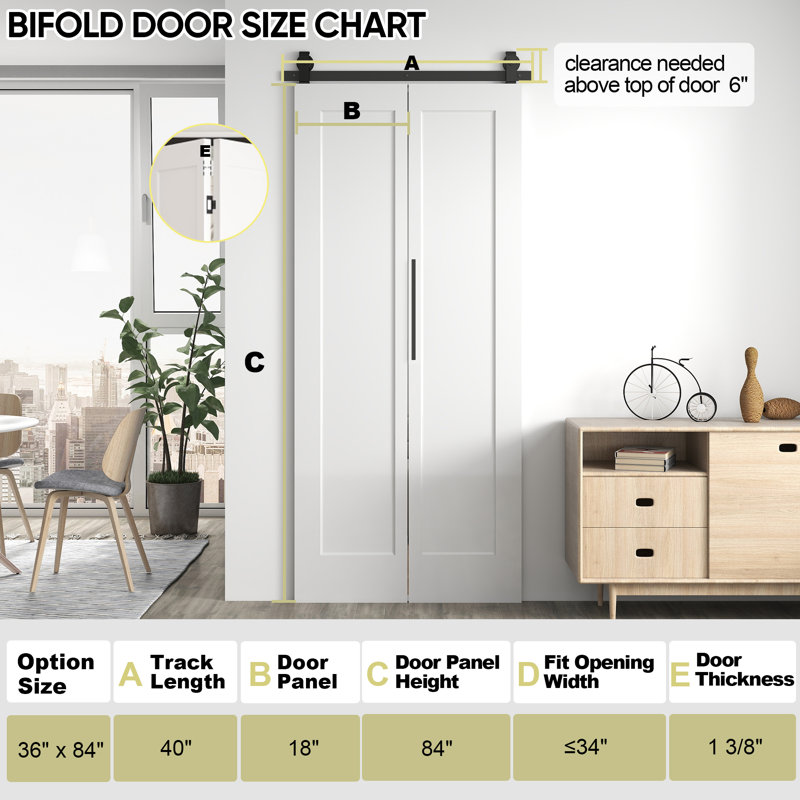 36"x84" 1 Panel White Primed Hollow-Core Composite Interior Bi-fold Barn Door with Hardware Included, White