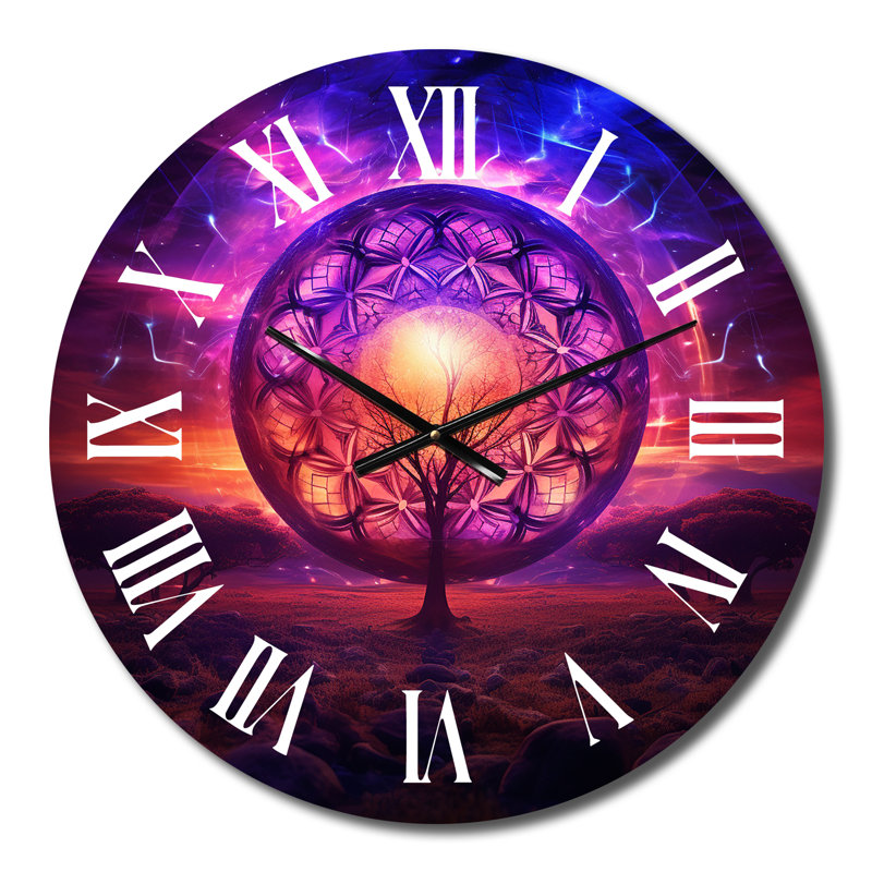 Horloge murale visionnaire arbre de vie en métal, Petit