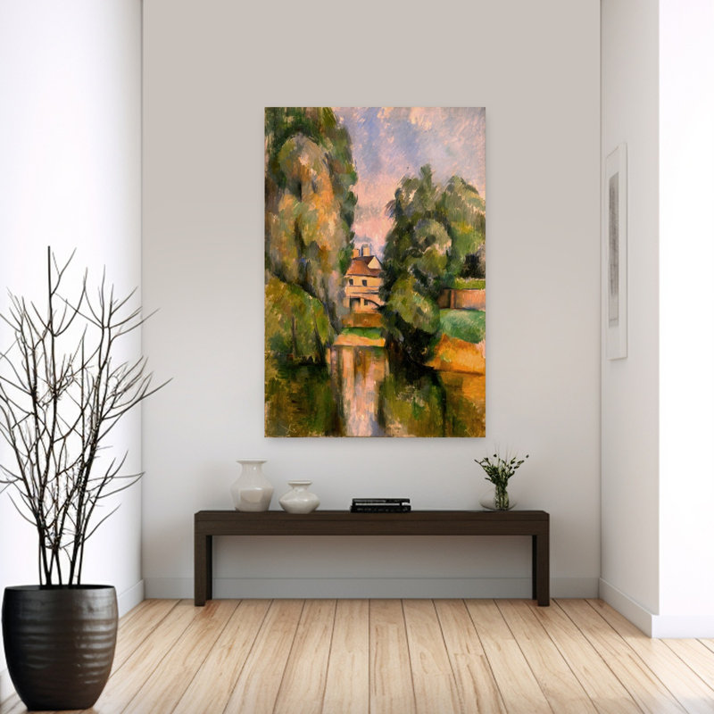 «Riverside House Reflections Peaceful Rustic Serene Landscape Nature», reproduction d'art murale, H 60 po x l 40 po