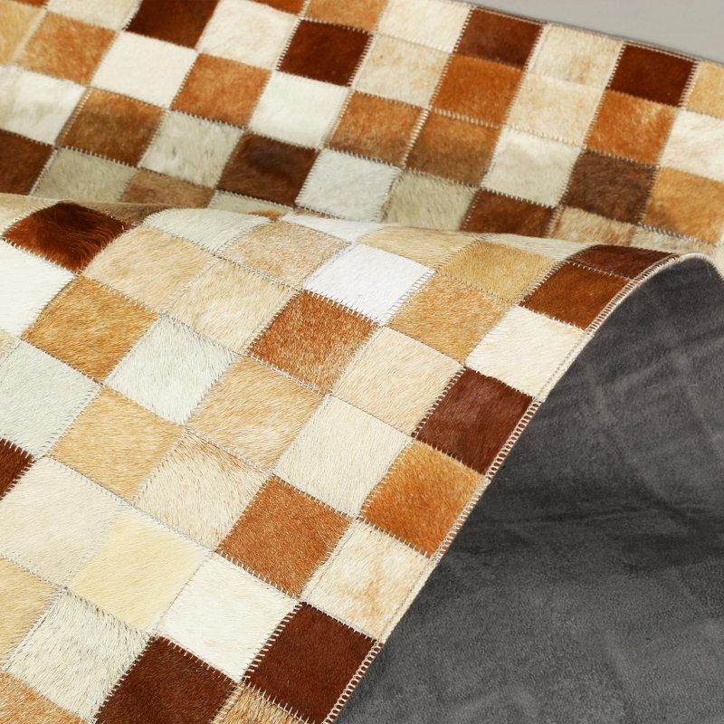 Tapis en peau de vache beige clair, Tapis de couloir 2 pi 11 po x 6 pi