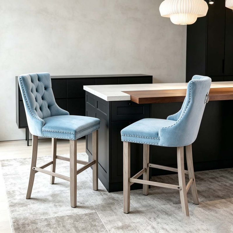 Chaise de salle à manger rembourrée moderne, Light Blue