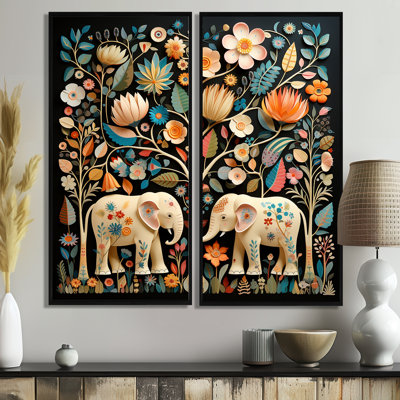 «Indian Art Jaipur Elephants 4 - Global», ensemble de 2 pièces