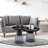 Smoky Grey Colored Glass Base and Matte Black Iron Tray Top Nesting Tables-Set of Two,  24" D & 17" D-1801020869-1801020868