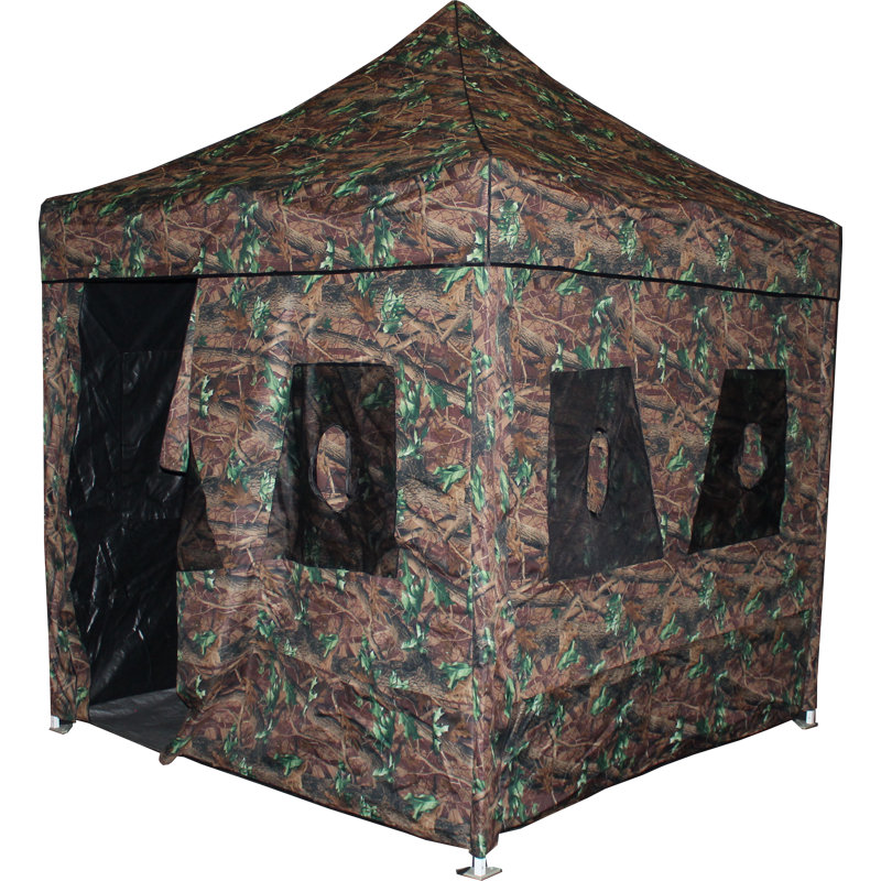 Hunting Blind Instant Pop Up Tent 8ft x 8ft Aluminum Frame with Guy Ropes and Stakes