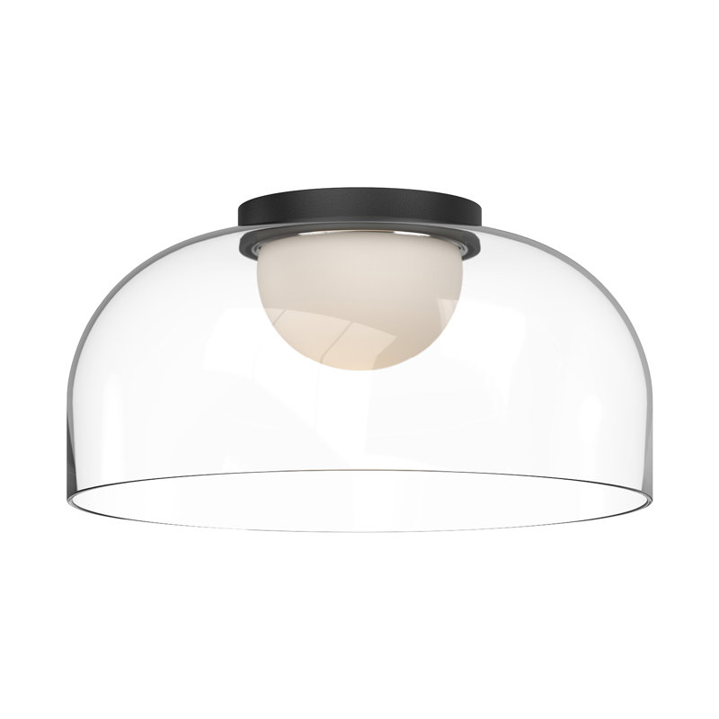 Plafonnier encastré en cèdre et DEL, Noir, H 6,25 po x l 12 po x P 12 po