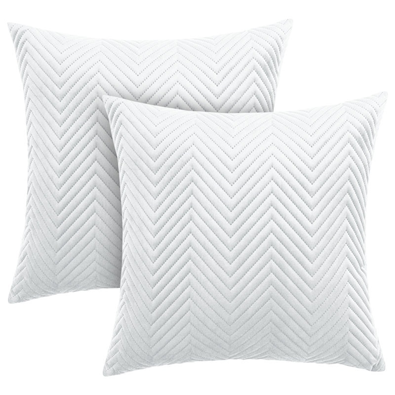 Aspire Homeware Embossed Square Velvet Cushion Cover, White, Pack of 2