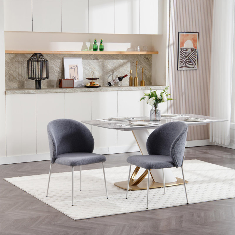 Chaise de salle à manger à pieds en fer Heng Ming avec patins réglables. Convient pour la salle à manger, le salon, la salle d'étude, ensemble de 2