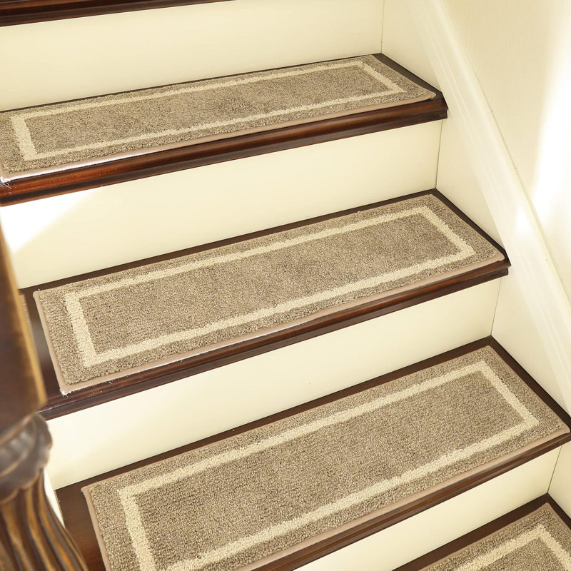 Tapis d'escalier doux 15 pièces antidérapants, Beige