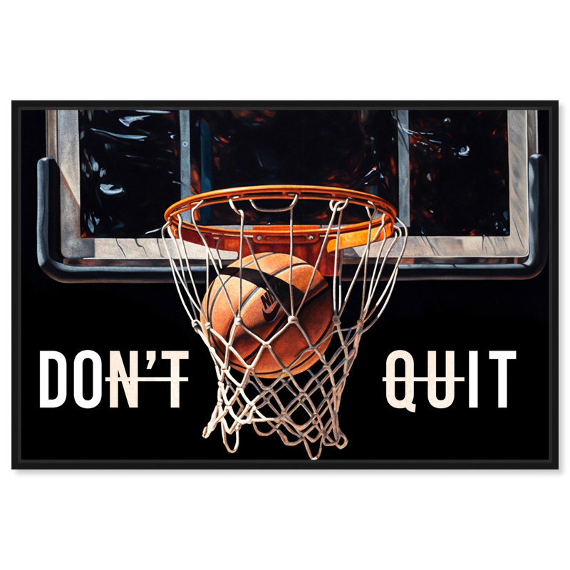 «Don't Quit Basketball Hoop Canvas Mancave Art Prints» par Notoriart, Black Framed, H 17 po x l 25 po