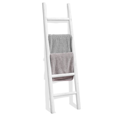 Wooden Blanket Ladder, 57In Freestanding Rustic Storage Rack, Versatile For Blankets, Towels, And Décor