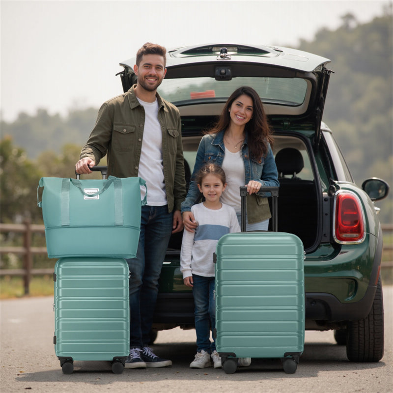 Ensemble de 6 valises avec sacs de voyage, valises rigides extensibles avec roulettes