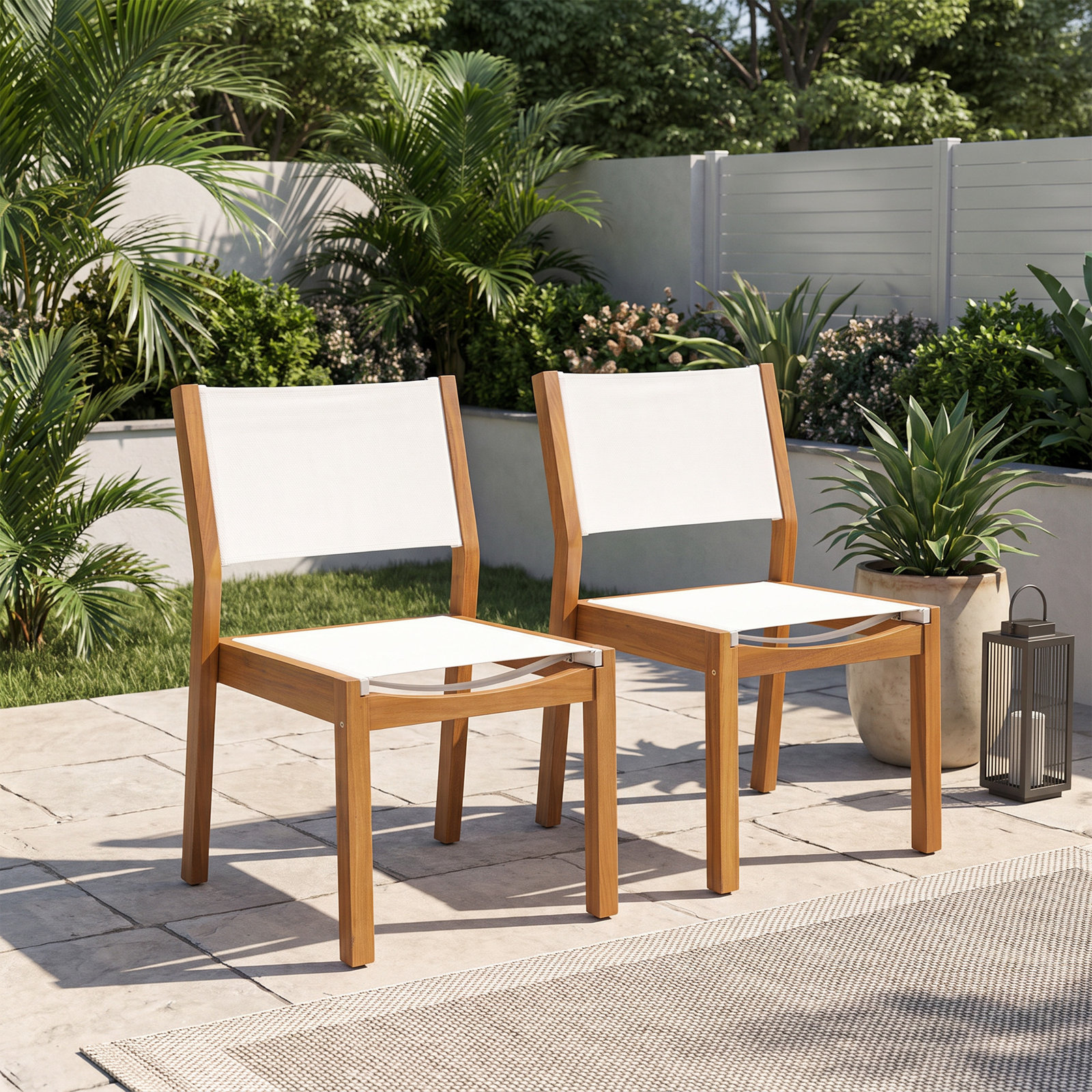 Stackable Acacia Patio Side Chair