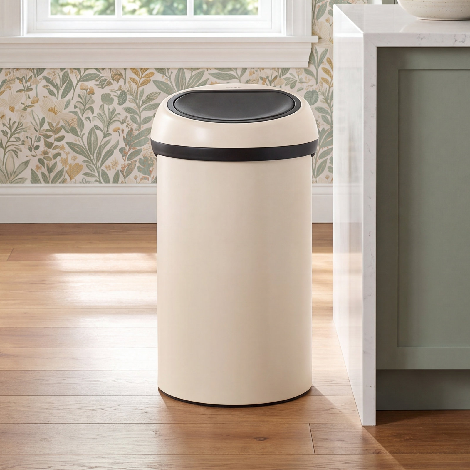 Brabantia 16gal Touch Top Trash Can, Soft Beige
