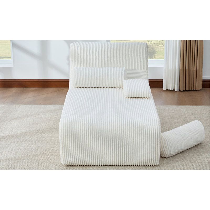 Canapé moderne sans méridienne 34,2 po, Velours côtelé beige, Beige