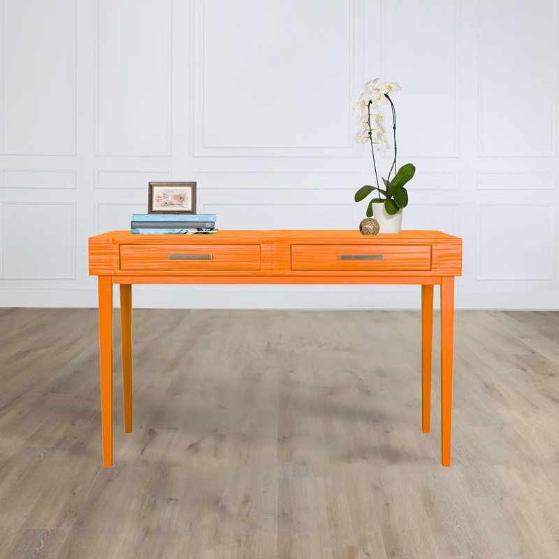 Andros Solid Wood Base Writing Desk, Citrus Orange