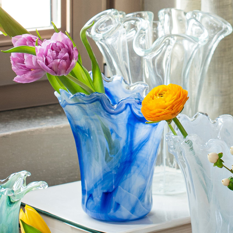 Onda Handmade Glass Table Vase, Cobalt