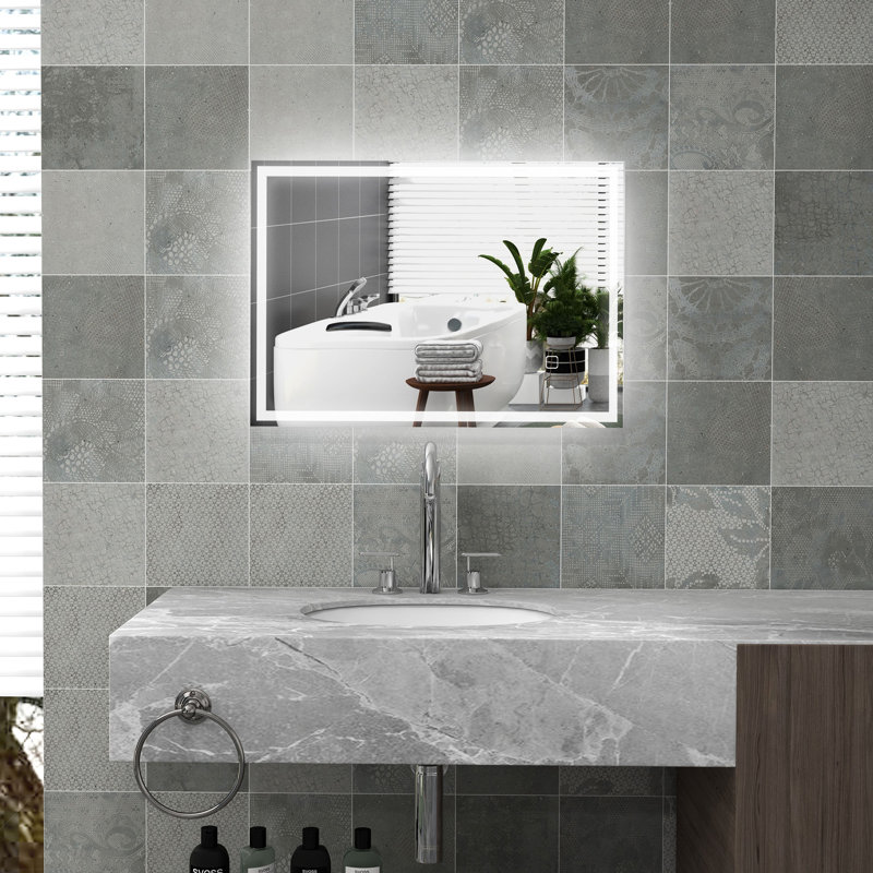 Miroir de salle de bain à intensité variable avec lumières DEL, 3 couleurs et fonction mémoire