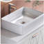 Lavabo vasque de salle de bain rectangulaire blanc en céramique avec bonde