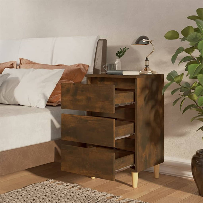 40cm W Bedside Table, Smoked oak