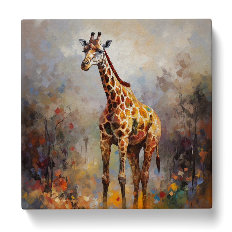 Giraffe Post-Impressionism - Wrapped Canvas, 35cm H x 35cm W x 3cm D