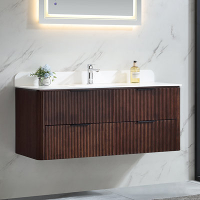 Wall-Mounted Floating Bathroom Vanity with Acrylic Top
