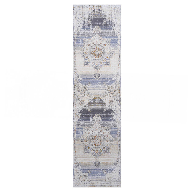 Cream / Gold / Medallion Rug, Runner 2'2" x 8'