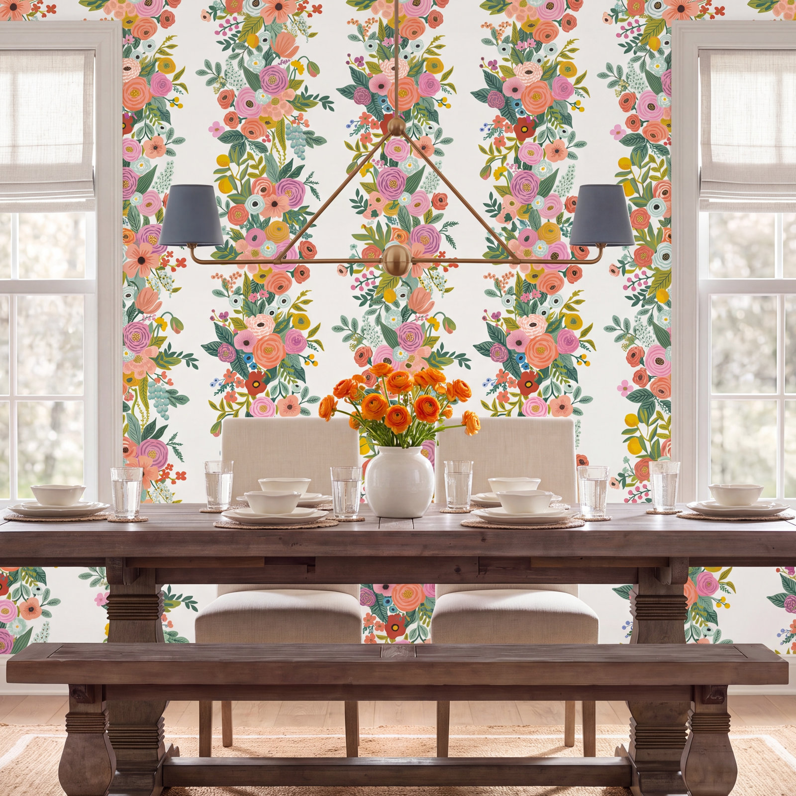 Garden Party Wallpaper Double Roll, Dark Pink