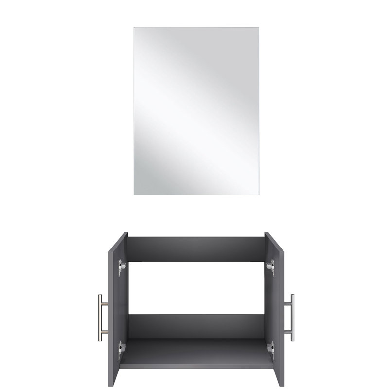Meuble-lavabo simple gris foncé l 24 po x P 22 po et miroir 18 po