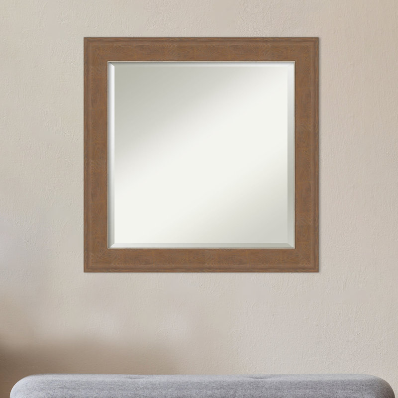 Miroir de salle de bain / coiffeuse biseauté Ariele, Brun patiné, 24,62 po x 24,62 po