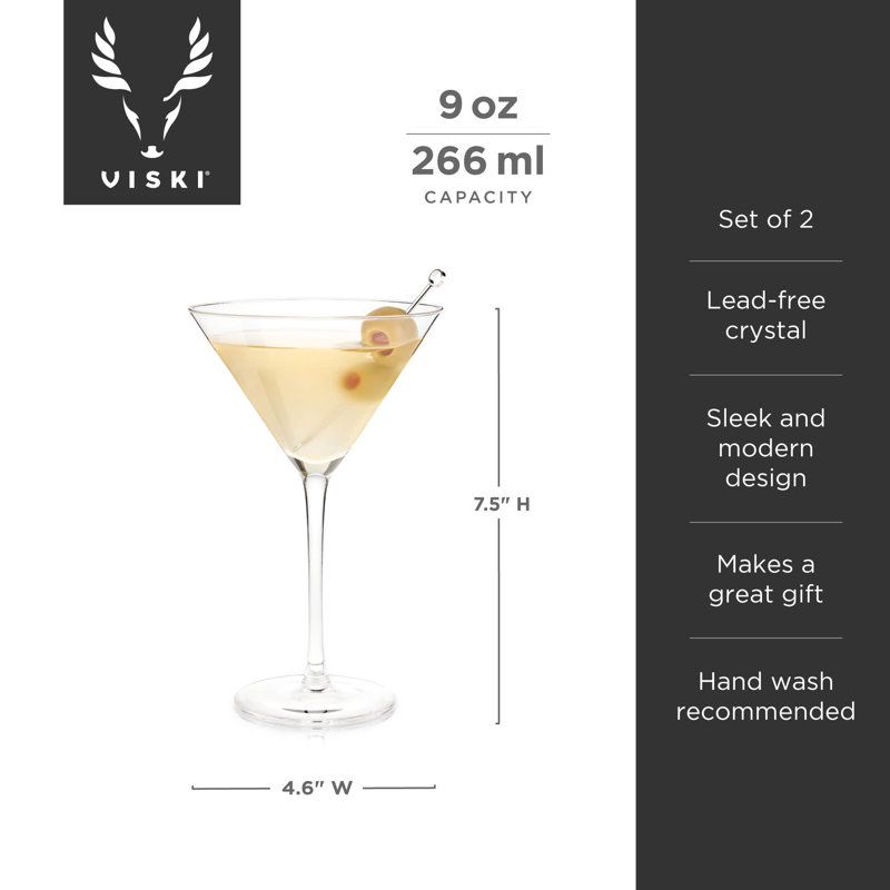 Raye Stemmed Crystal Martini Glasses