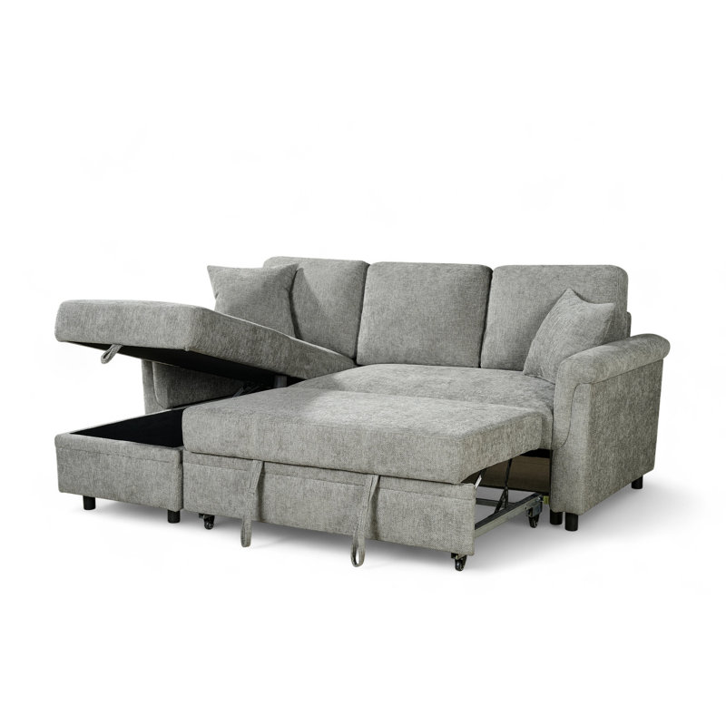 Advika 4 Seater Sofa Bed, Grey, Left Hand Facing