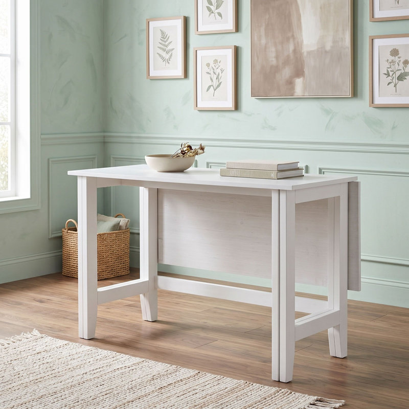 Table de salle à manger extensible à abattants de style champêtre, Blanc