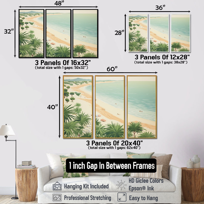 Ensemble de salon Rowles - Beach & Ocean Wall Art, Cadre flottant brun, H 28 po x l 36 po x P 1 po