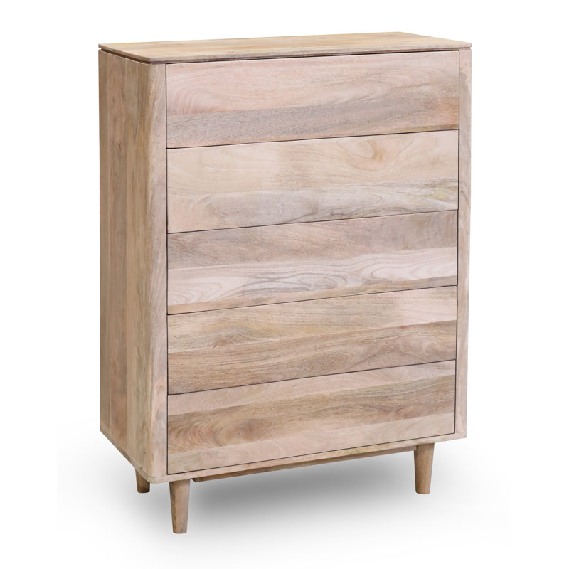 Ruger Solid Wood 85cm W 5 - Drawer Chest of Drawers
