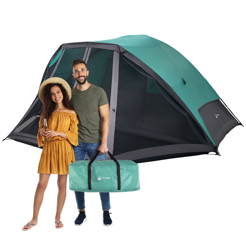 Tente de camping pour 6 personnes Wakeman - Abri extérieur résistant à l'eau, Teal/Grey