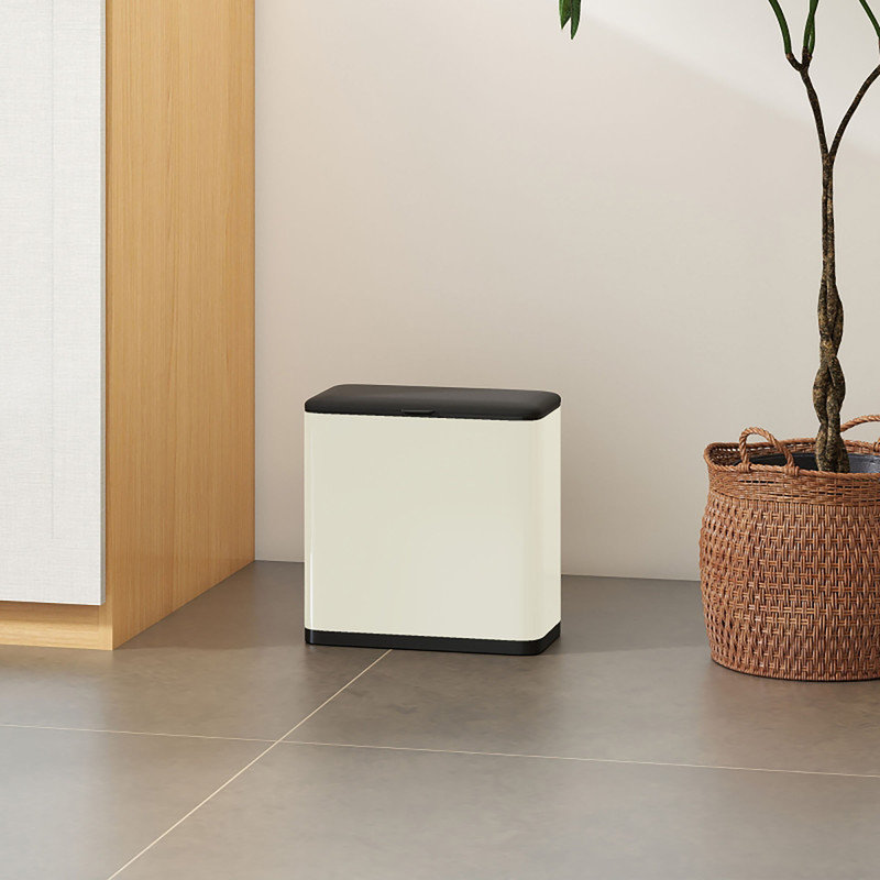 Stainless Steel Kitchen Trash Can, White