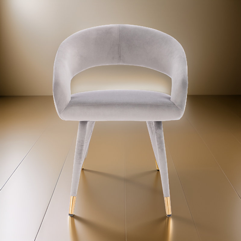 Chaise parsons rembourrée en velours Kyliam, Velours gris, Gris