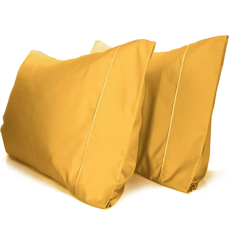 LuxClub 2 PC Medallion Gold Queen Performance Microfiber Solid Pillowcase Set, Standard Pillowcase, Medallion Gold