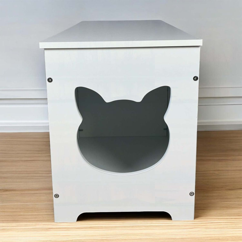 Enceinte de litière pour chat ouverte de 39,4 pouces, salle de bain pour chat polyvalente et armoire de rangement, durable et facile à nettoyer, idéale pour les grands chats